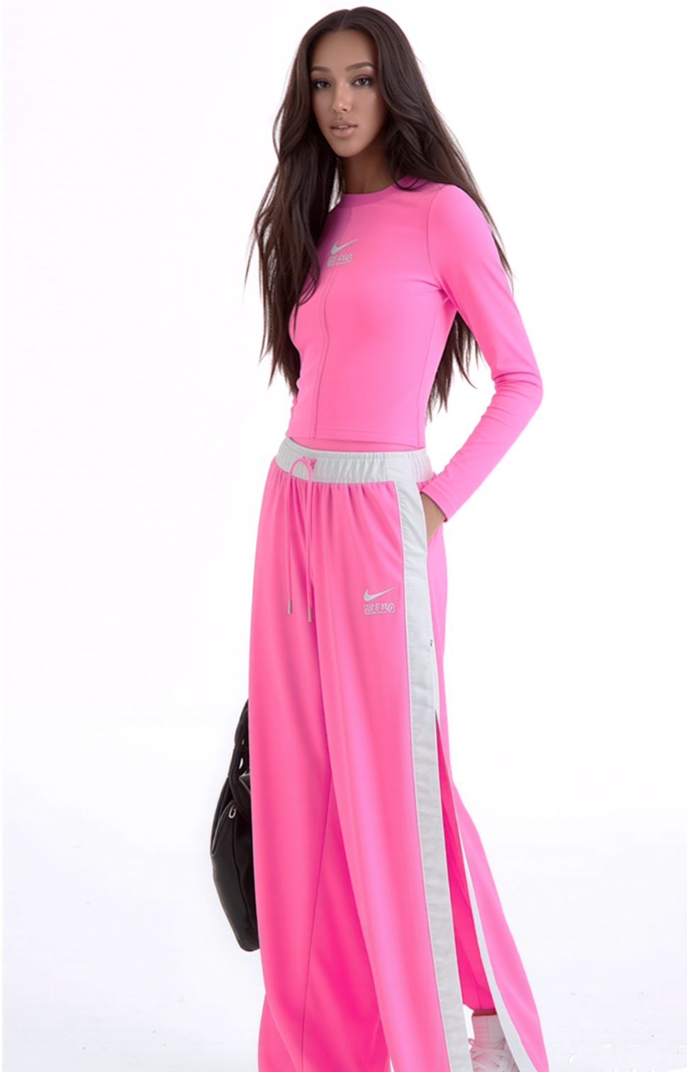 Nike Pants Air Mid-Rise Breakaway pink grau Gr.XS