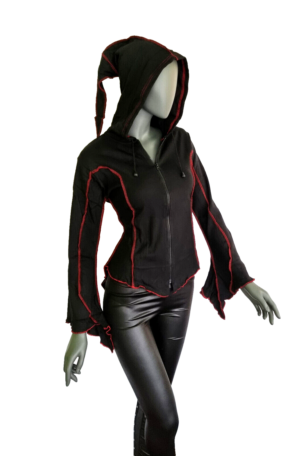 Gugel Shirtjacke Goa Ethno Boho Medieval Hippie schwarz Gr.S/M