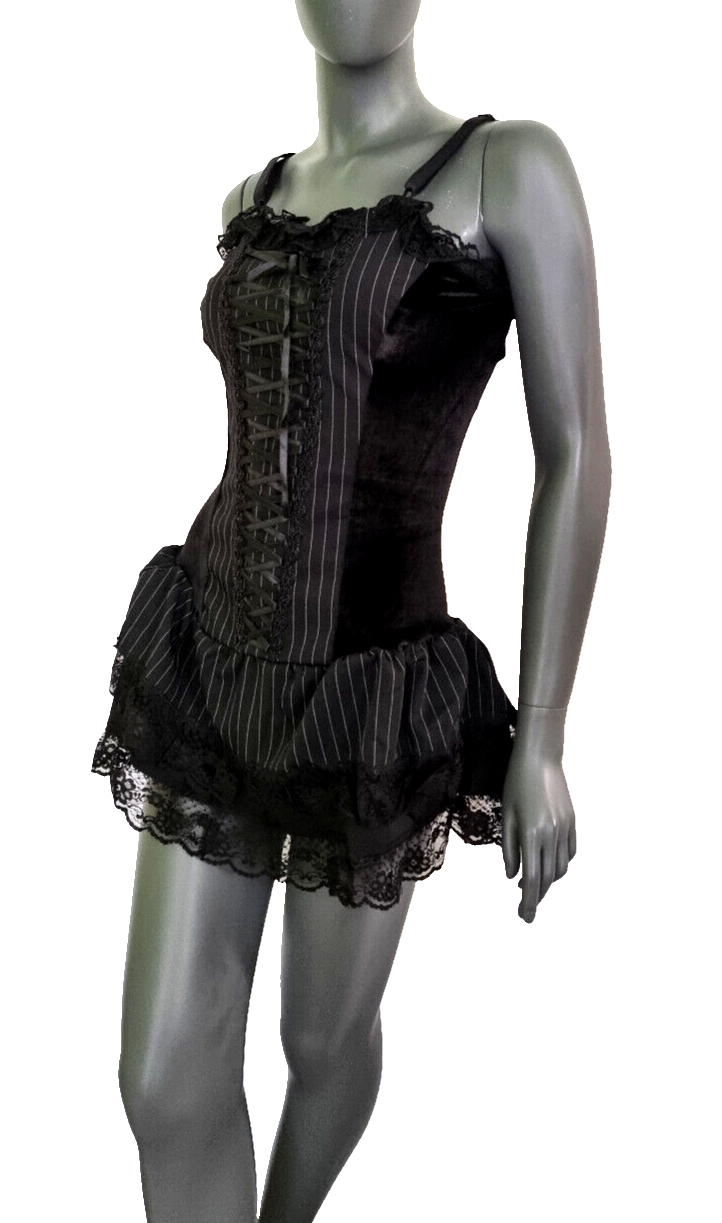 Bäres Corsagenkleid Minikleid Mieder Gothic Punk Victorian Pinstripes Gr.36/38