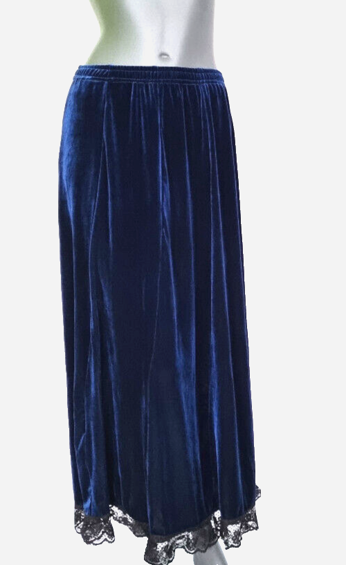 Maxirock Samtrock  Gothic Witch Punk Larp  Medieval blau  Gr.34-38