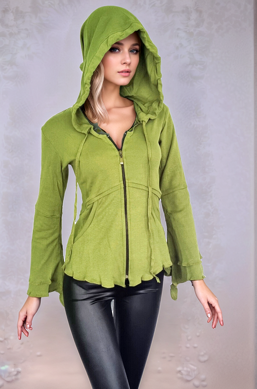 Gugel Zipfeljacke Schnürung Gothic Medieval Hippie Witch Boho Gr. L/XL 40-42