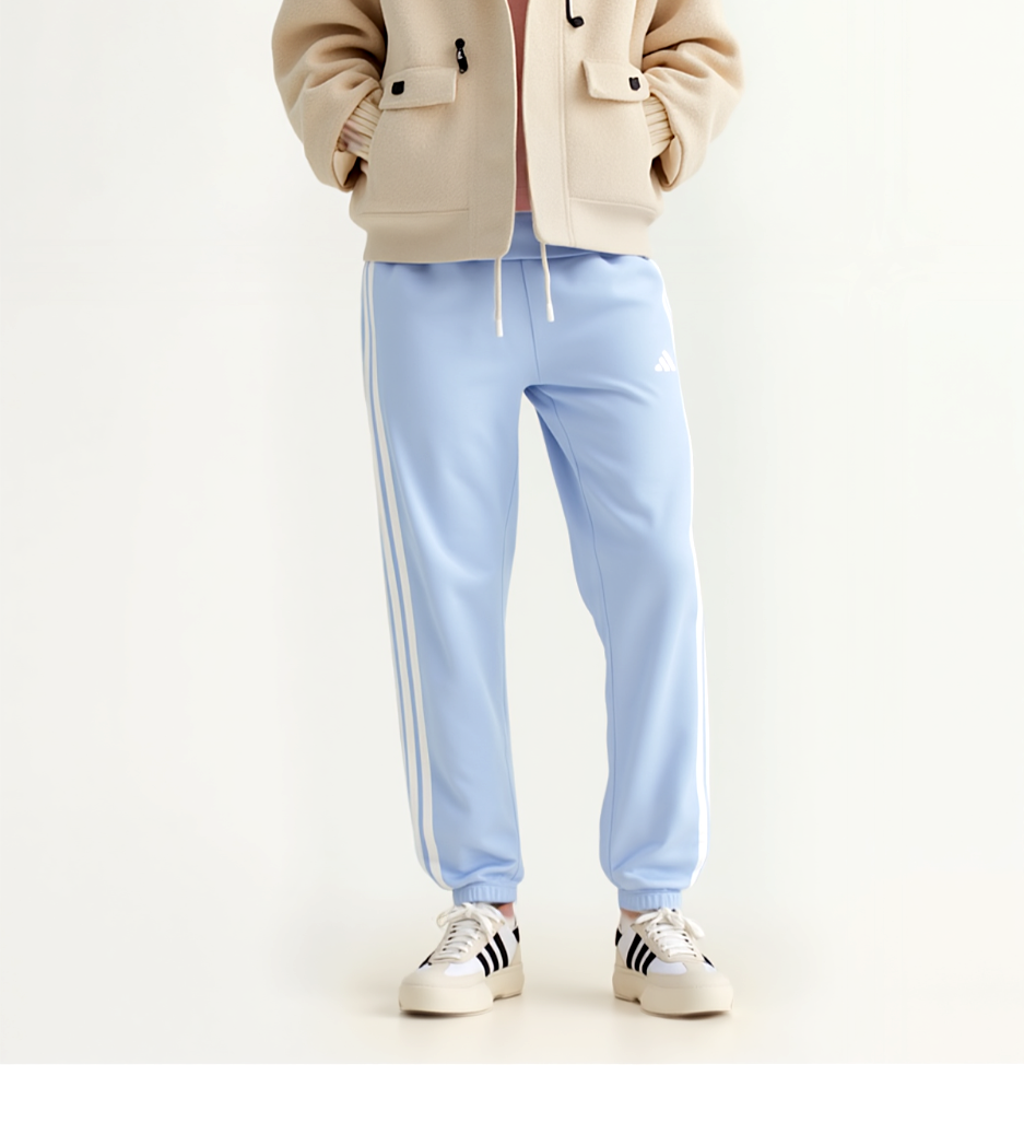 Adidas Essentials French Terry Cuffed Pants glow blue weiß Gr.2XL/44/46