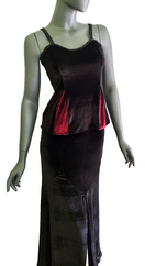 Zeige Bild Samttop  Gothic Punk Medieval schwarz-rot Untertop Trägertop Gr.34-38 3