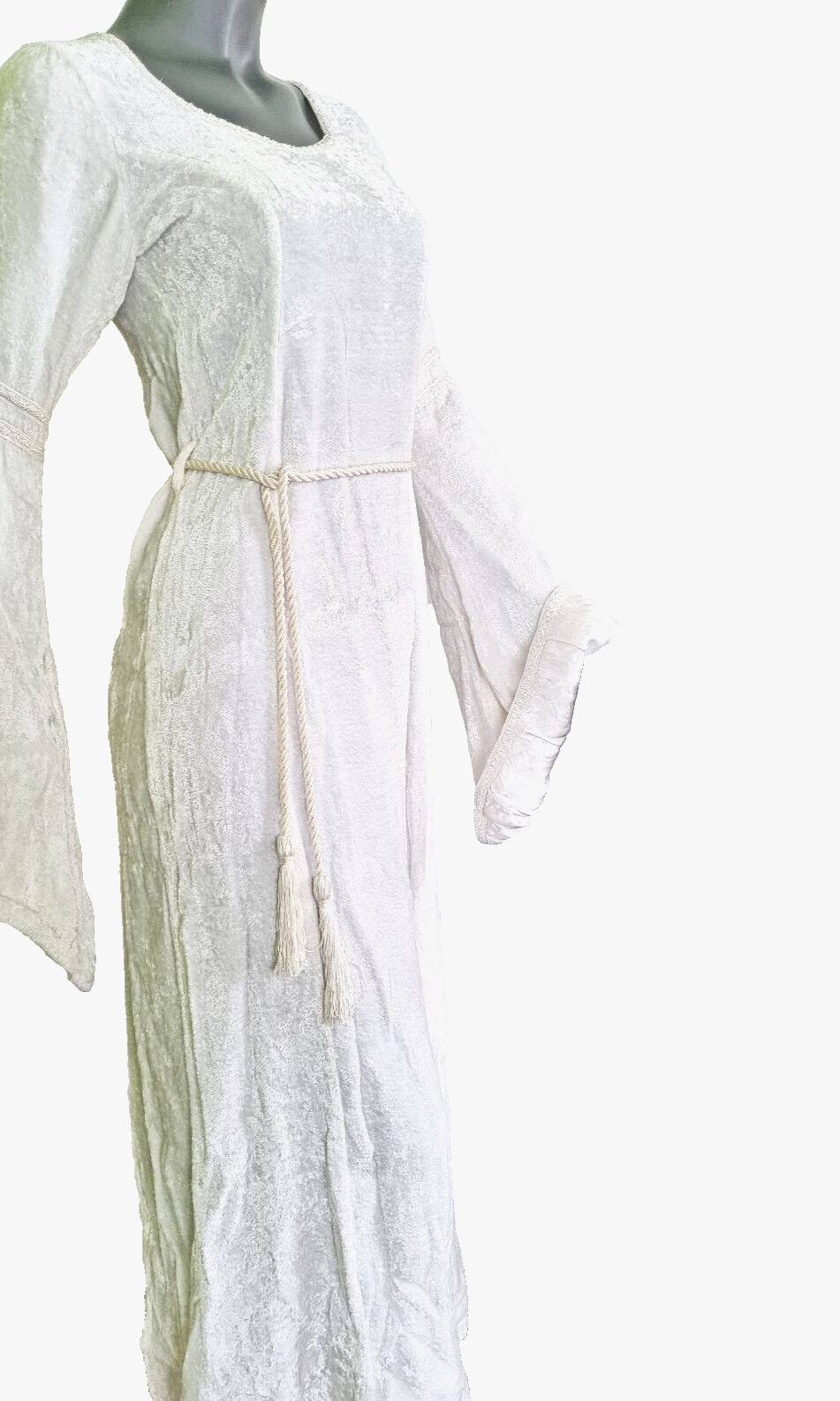 Samtkleid Maxikleid Mittelalter Gothic Pixie Fee cremeweiss Gr. 34/36