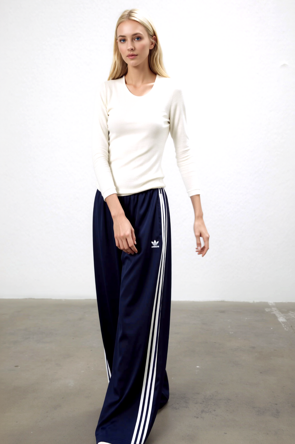 Adidas Adicolor Satin Wide Leg Trainingshose dunkelblau Gr.40