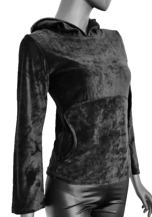 Gugel Nickisweater Vintage Gothic Pixie Larp grau violett-bordeaux Gr.34/36