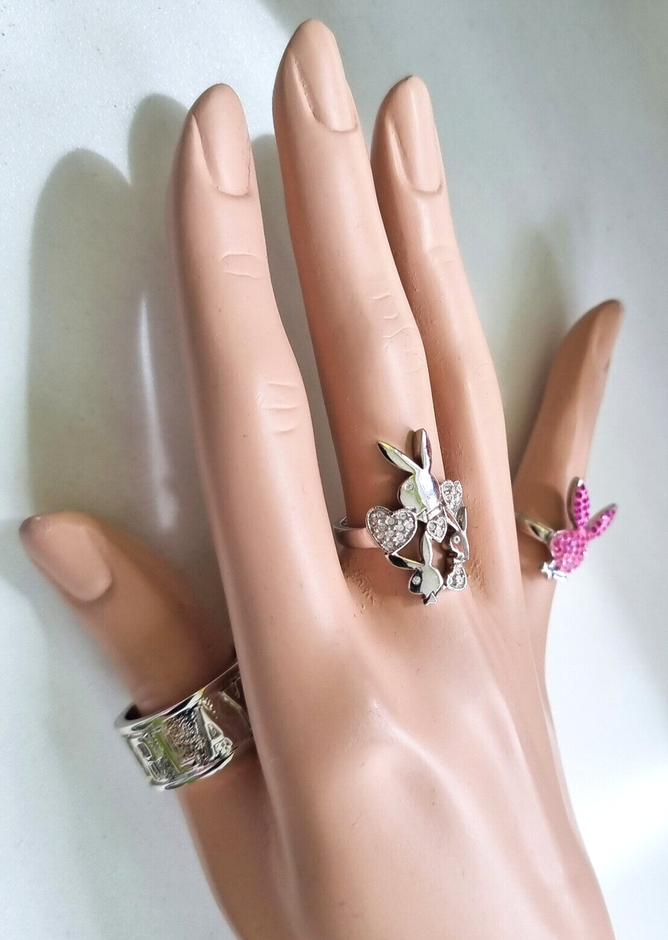 Playboy Bunny Ring Strass Edelstahl  Durchmesser 18 mm