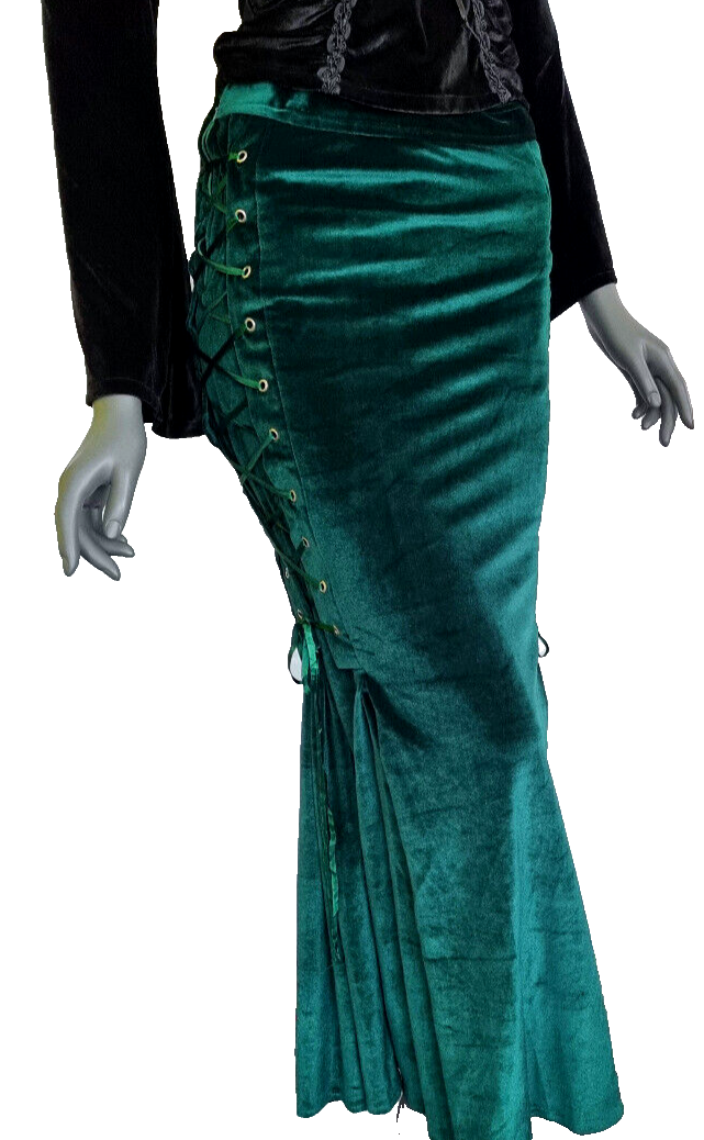 Bäres Maxirock Corsagenrock Samt  victorian gothic smaragdgrün Gr.36/38