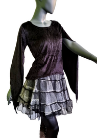 Nickisamt Zipfelärmel Gothic Medieval victorian Larp Punk schwarz Gr. 36-40