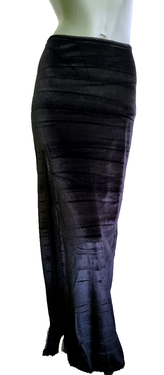 Bäres Gothic Medieval Larp Punk Maxirock Samtrock Schlitz schwarz Gr.34-38