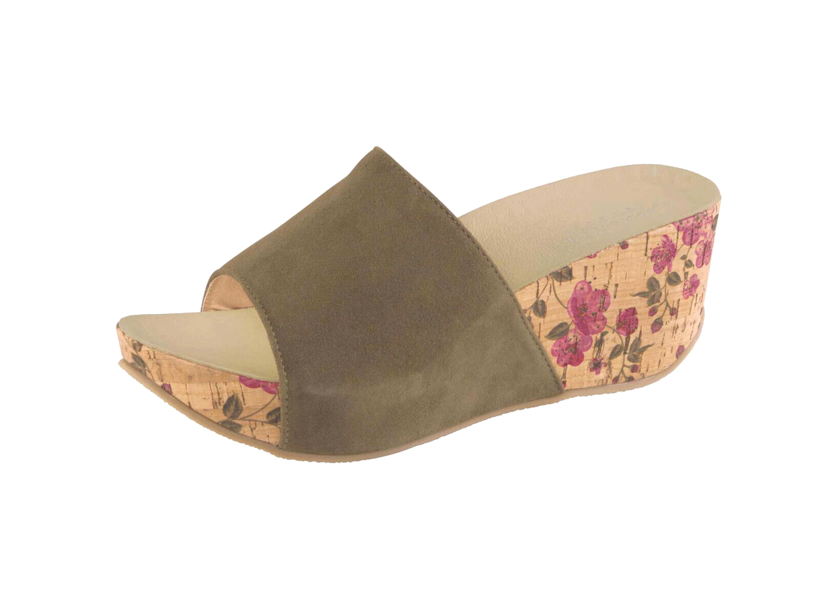 Andrea Conti Pantolette Plateau Ziegenvelour-Leder Boho Blumen Gr.37