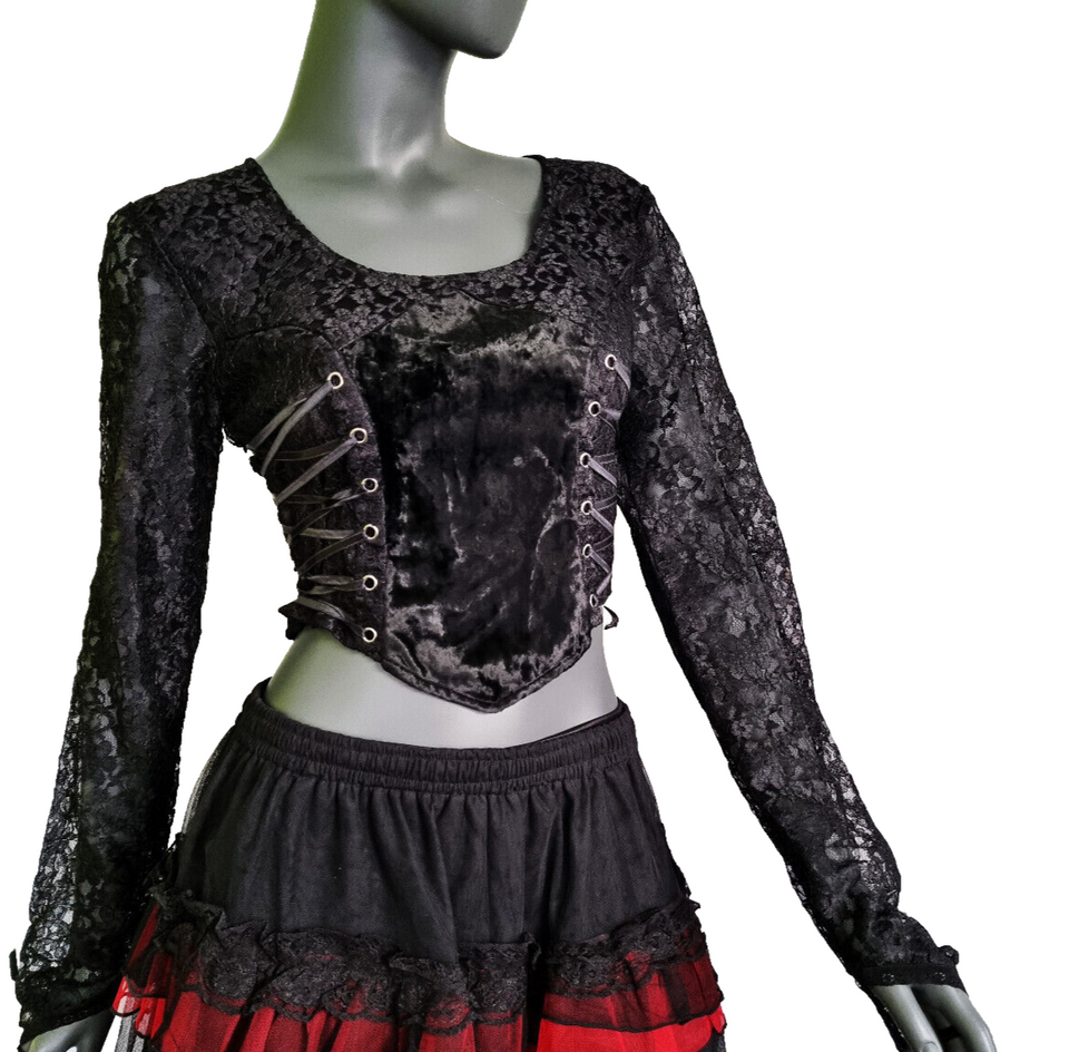 Bäres Corsagentop Schnürung Miedertop Spitze Samt Gr.36 kl.38