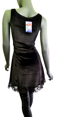 Samtkleid mit Spitze schwarz Gothic Punk Medieval Gr.38/40