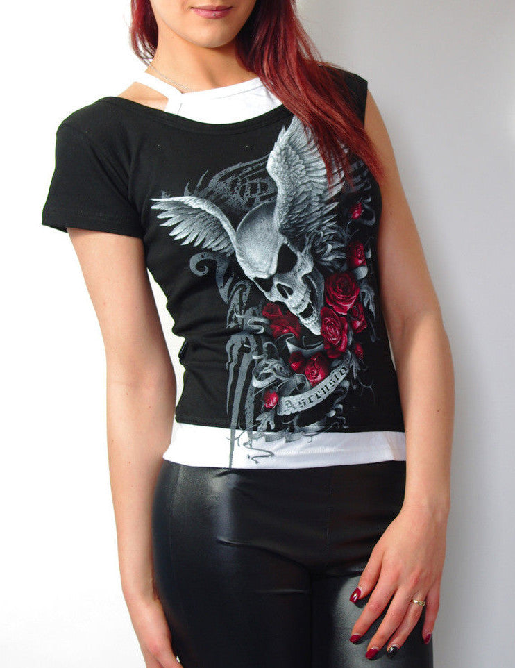 Double Look Skull Wings  Shirt Gr.34-38