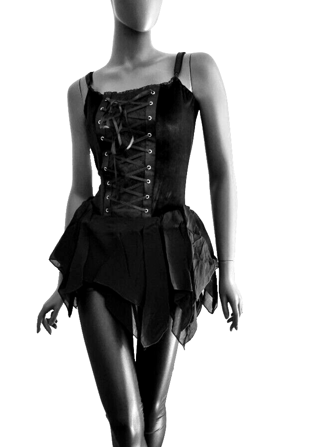 Corsagentop Mieder Gothic Punk Victorian  Medieval Zipfel schwarz Gr.36-40