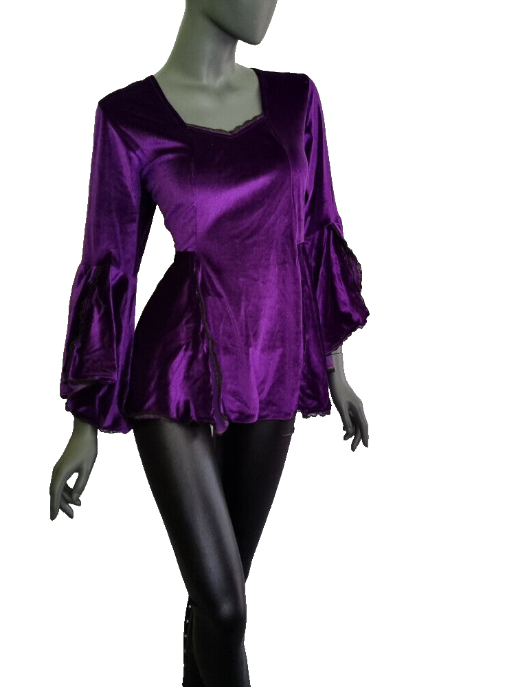 Gugel Samttunika schwarz Gothic Punk Medieval Witch Vokuhila Gr.36/38 s/m