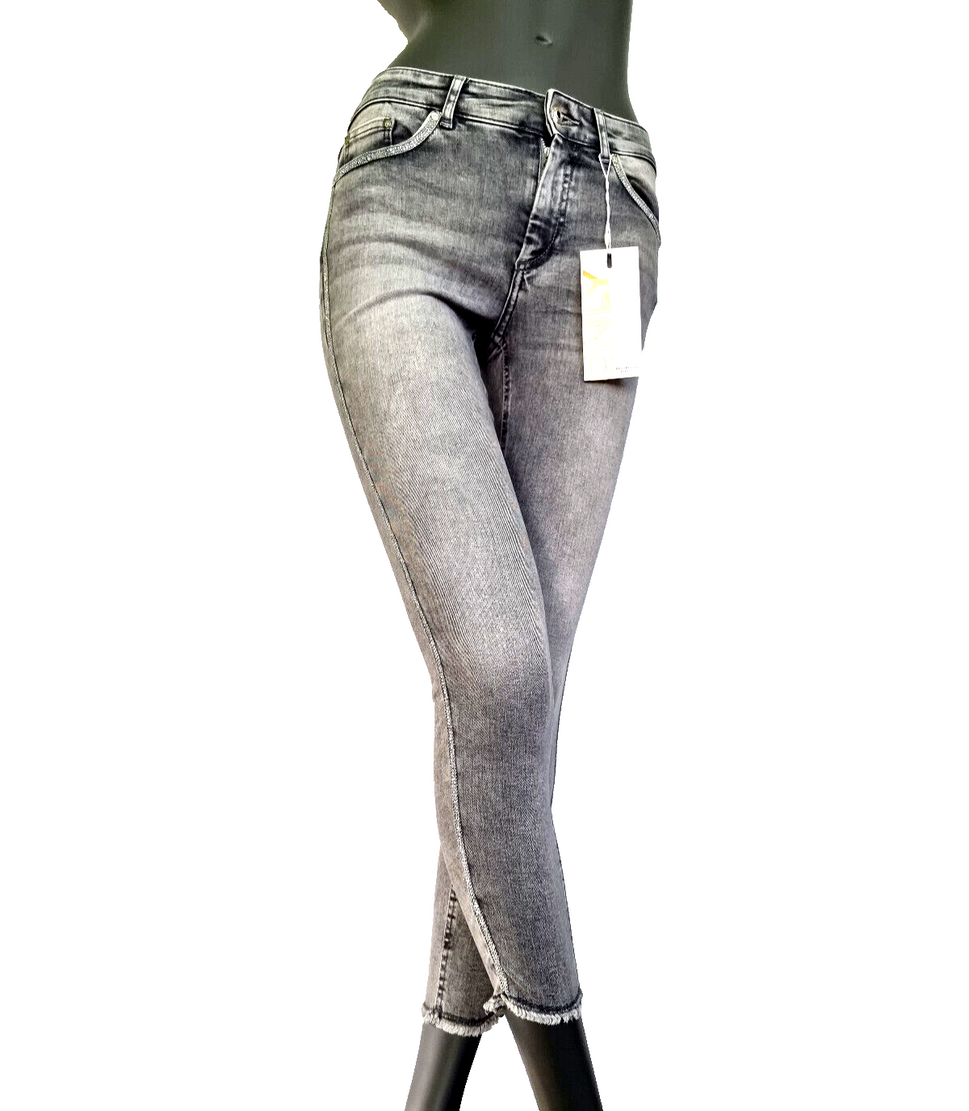 Only Blush Skinny Fit Jeans used Look 7/8 tel Glitzer Seitenstreifen Gr.S 32-34