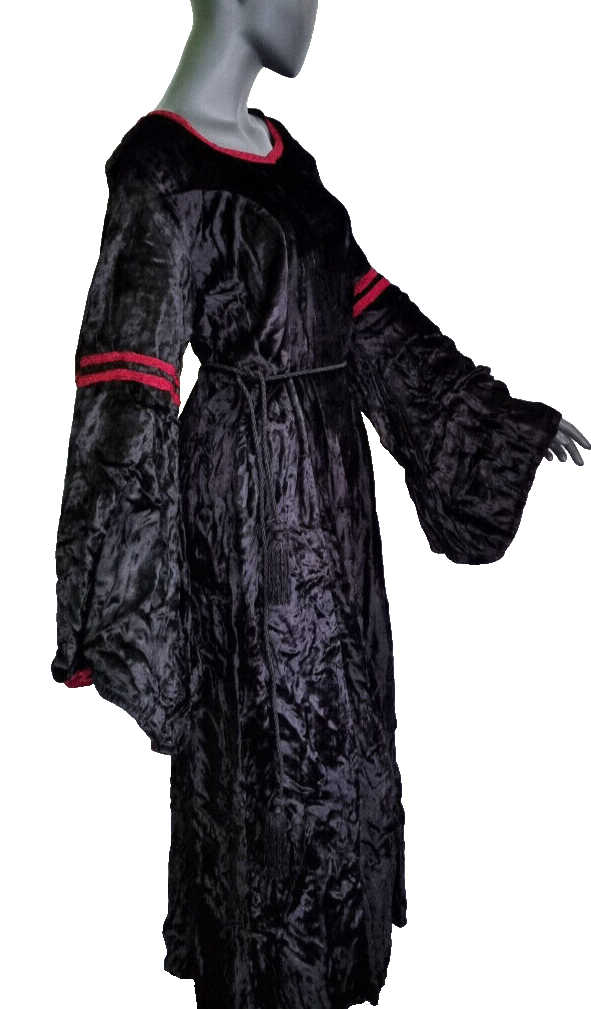 Samtkleid Maxikleid Mittelalter Gothic Witch blaugrau Gr. 36-38