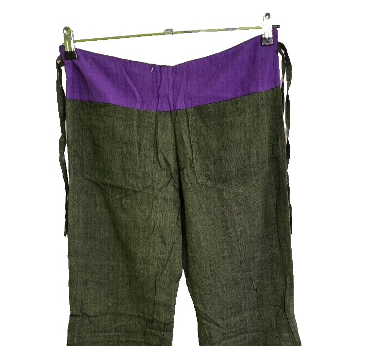Leinenhose Nepal Boho Hippie Ethno oliv lila Einzelstück Gr.36-38