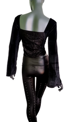 Zeige Bild SamtBluse  Miederbluse Gothic Larp Witch Punk Medieval schwarz Gr. 38-40 2