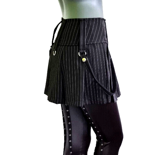 Bäres Pinstripe Faltenrock Punk Gothic Steam Gr.34/36