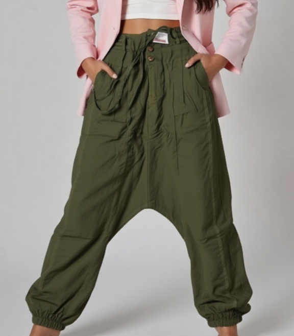 Haremshose Pumphose Aladinhose Pluderhose Yoga Goa Sarouel Baggy grün Gr.34/36