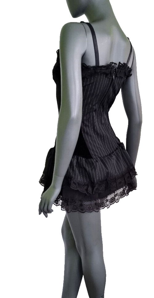 Bäres Corsagenkleid Minikleid Mieder Gothic Punk Victorian Pinstripes Gr.36/38