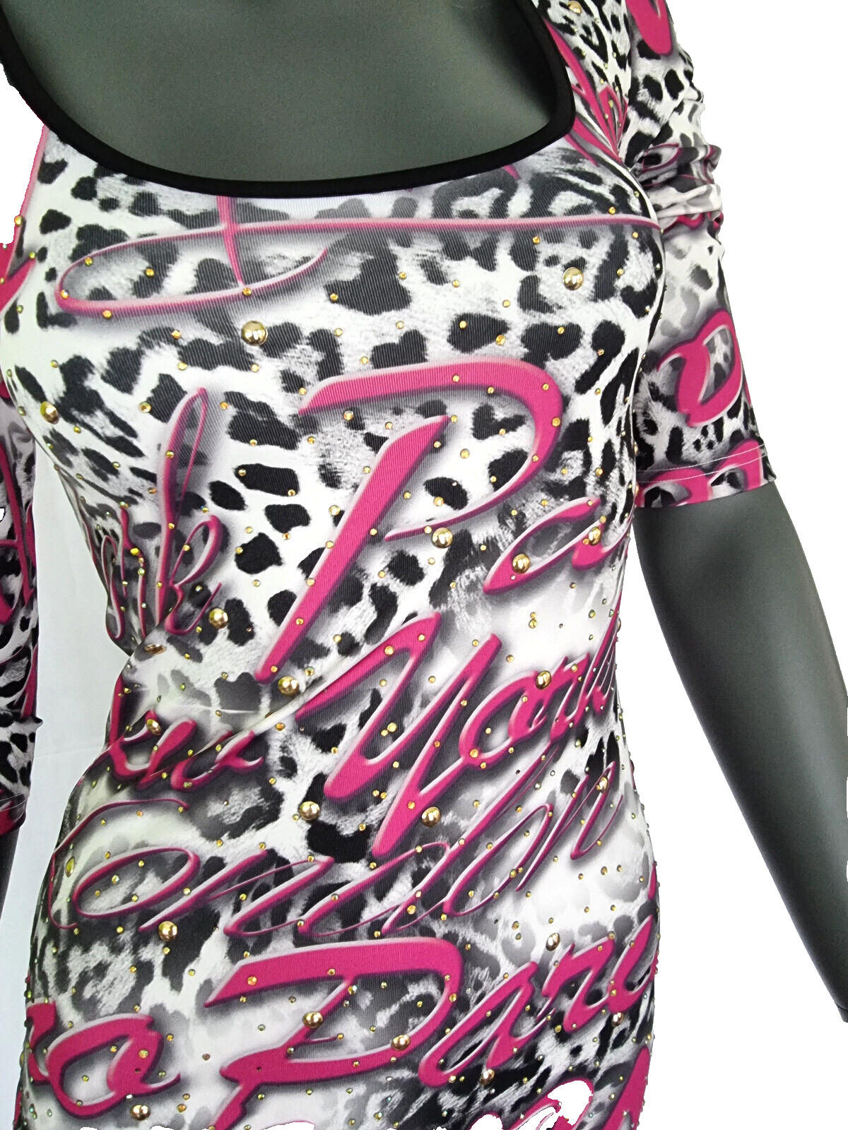 Melrose MiniKleid Grafik Kleid Nieten Longshirt Cityprint Leopard Gr. 34-40