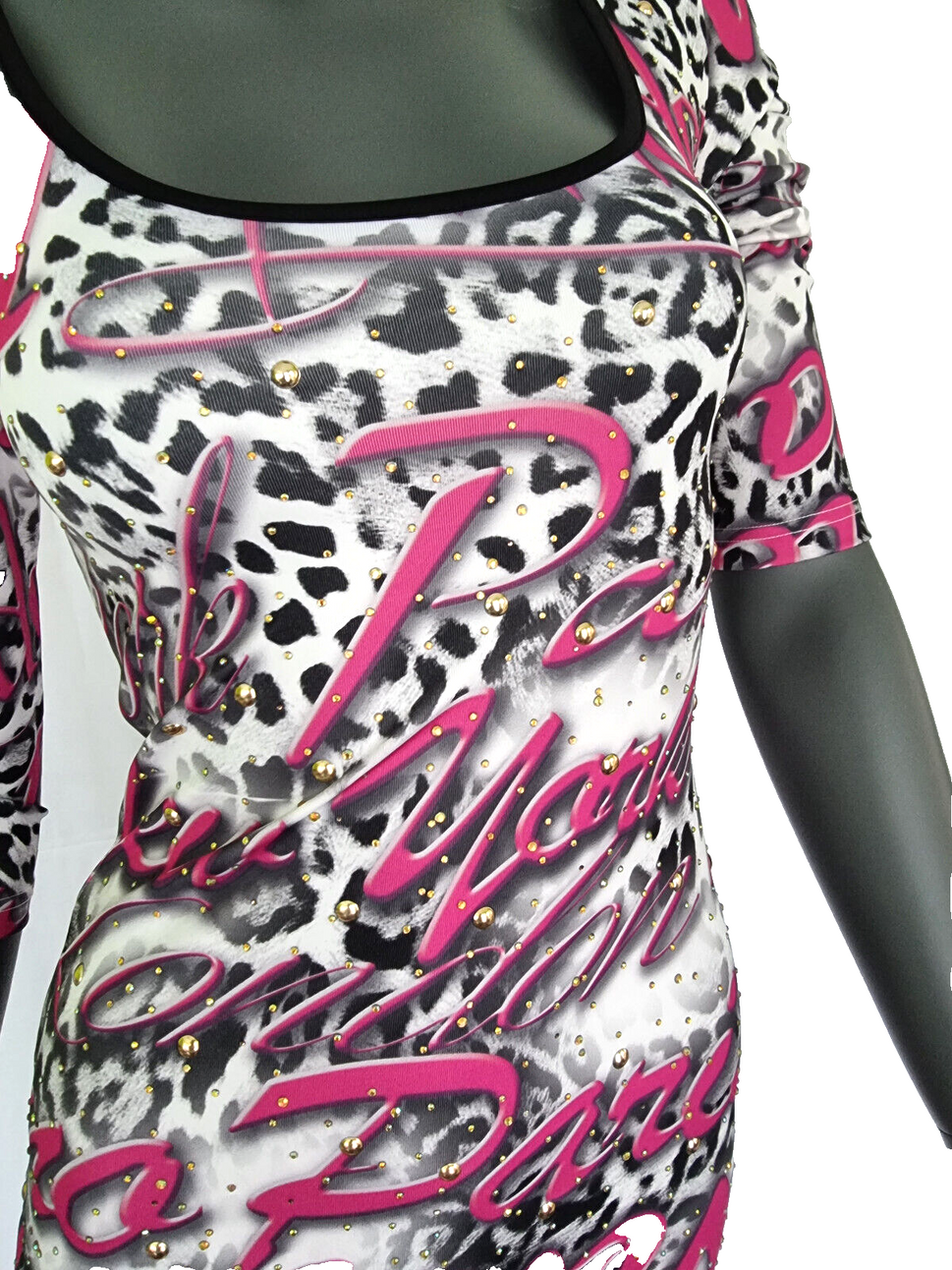 Melrose MiniKleid Grafik Kleid Nieten Longshirt Cityprint Leopard Gr. 34-40