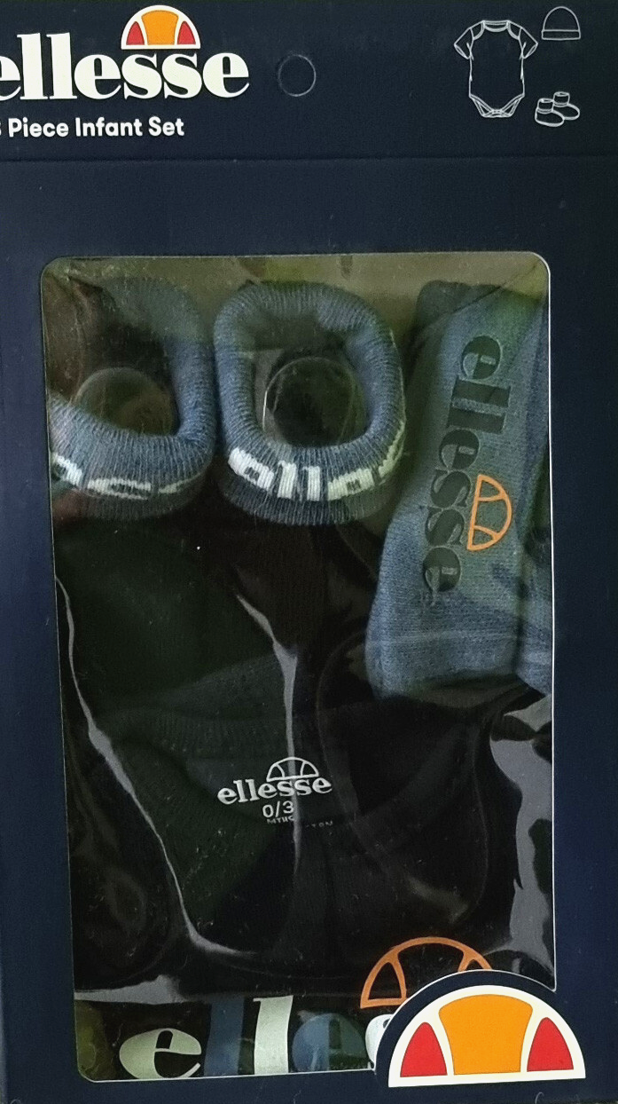 Ellessee Baby 3er Set Body Mütze Schuhe Geschenk Geburt Newborn Gr. 0-3 Monate