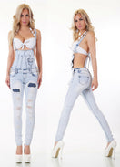 Zeige Bild REALTY Sexy Latzjeans Overall Nieten Risse Gr.32-42 3