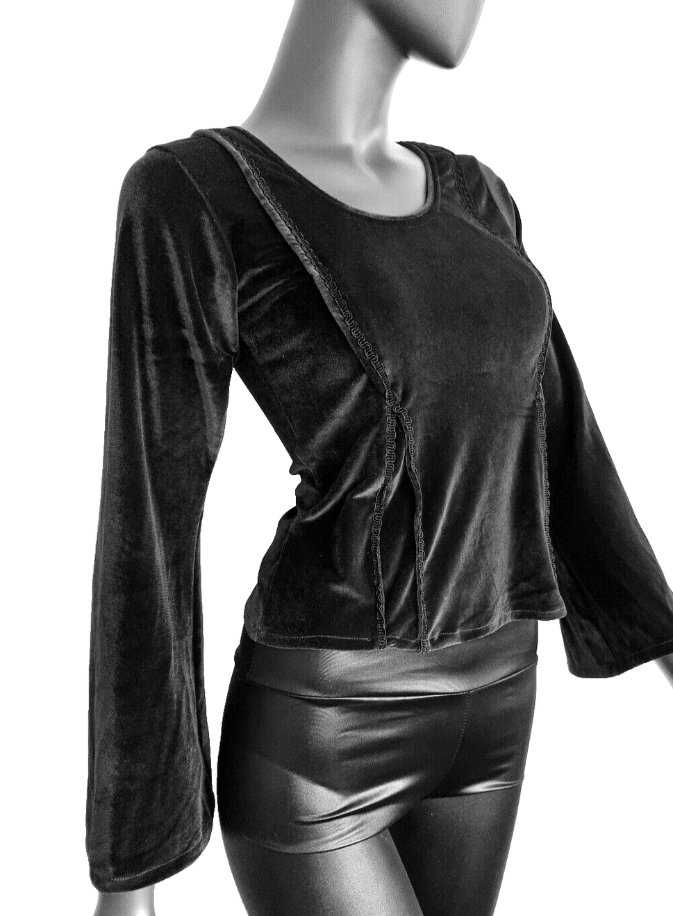 Nicki-Samtshirt   Longsleeve Gothic Mittelalter Witch schwarz Gr. 34-38