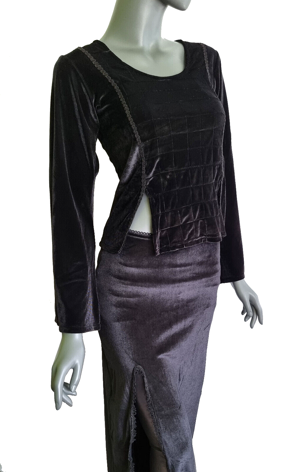 Samtshirt  grün Longsleeve Gothic Mittelalter Witch Gr. 38/40