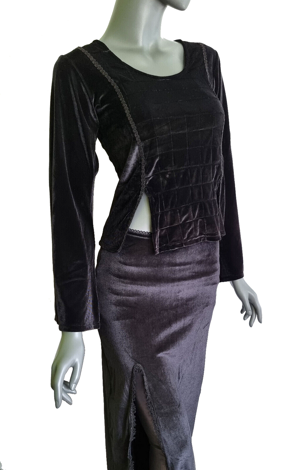 Samtshirt  grün Longsleeve Gothic Mittelalter Witch Gr. 38/40
