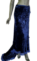 Zeige Bild Maxirock Samtrock mit Schleppe Gothic Punk Larp blau Gr.34/36 3
