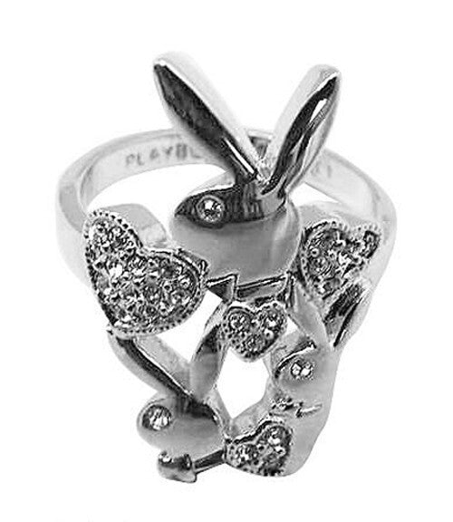 Playboy Bunny Ring Strass Edelstahl Durchmesser 18 mm