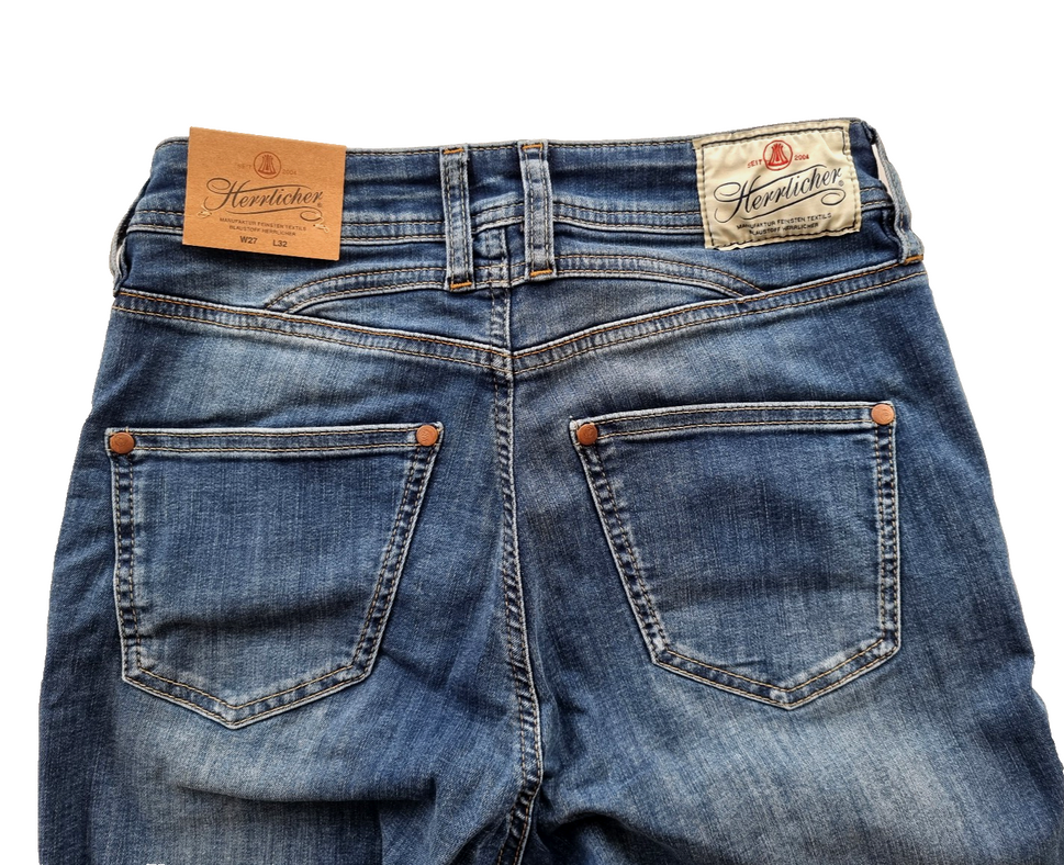 Herrlicher Jeans Peppy slim blau stretch normal waist Gr.W28 Länge 32