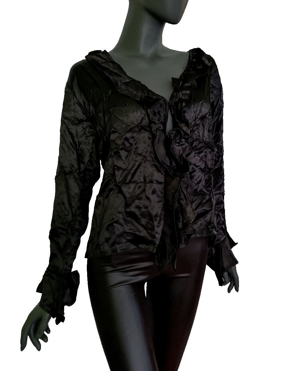 Bäres Steampunk Barock Rokoko Piratin Rüschen Bluse Kostüm Gothic black Gr.36-40