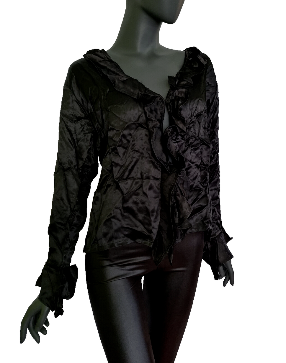Bäres Steampunk Barock Rokoko Piratin Rüschen Bluse Kostüm Gothic black Gr.36-40