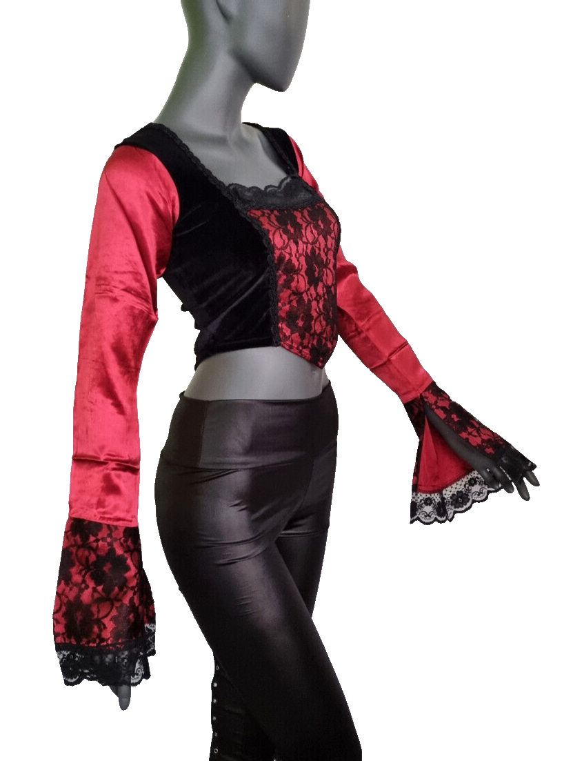 Miedertop Samt Spitze Gothic  victorian barock schwarz Gr. 36/38