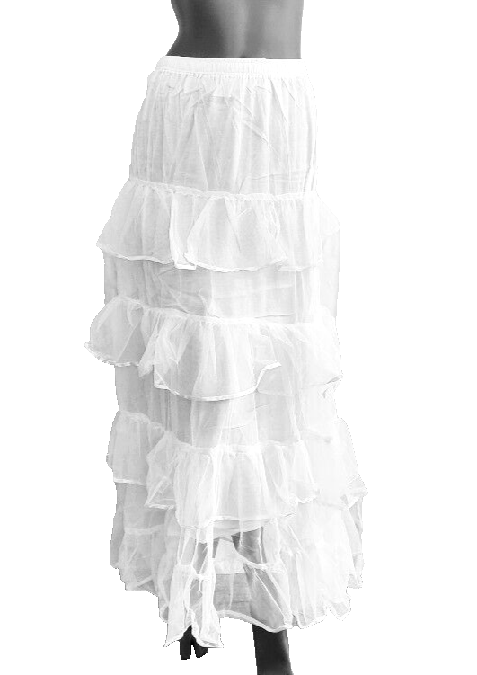 Maxirock Gothic Victorian Punk Pixie Fairy Boho Tüll Stufenrock weiss Gr.34-44
