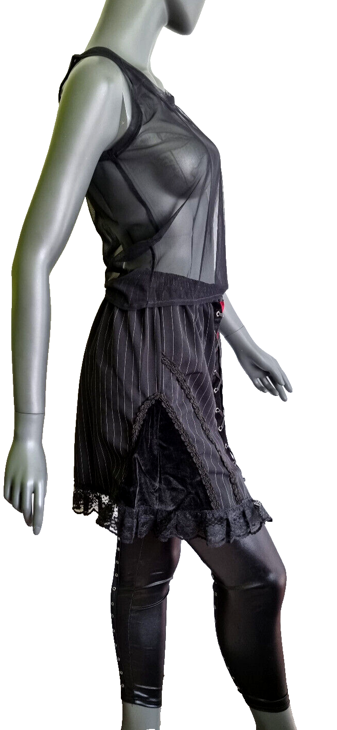 Rock Corsagenschnürung Gothic Punk Rock Pinstripe  schwarzrot Gr. 34-38 freesize