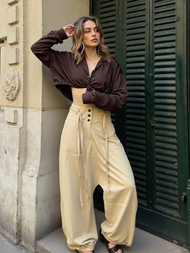 Haremshose Pumphose Aladinhose Pluderhose Yoga Goa Sarouel Baggy beige Gr.34/36