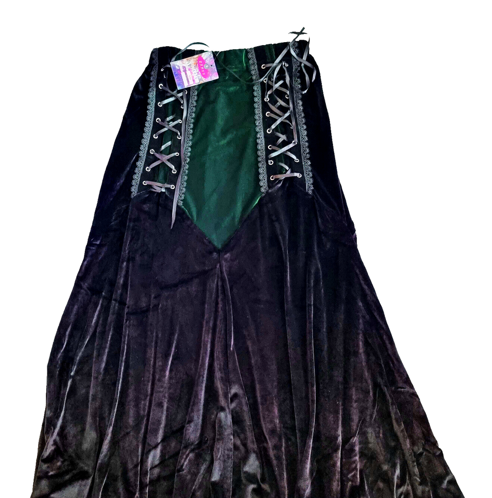 Maxirock Samt  Corsagenlook Gothic Witch Punk Larp schwarz-blau Gr.44-46