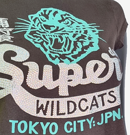 Superdry vintage Wildcats Shirt short Strass Gr.XL/40