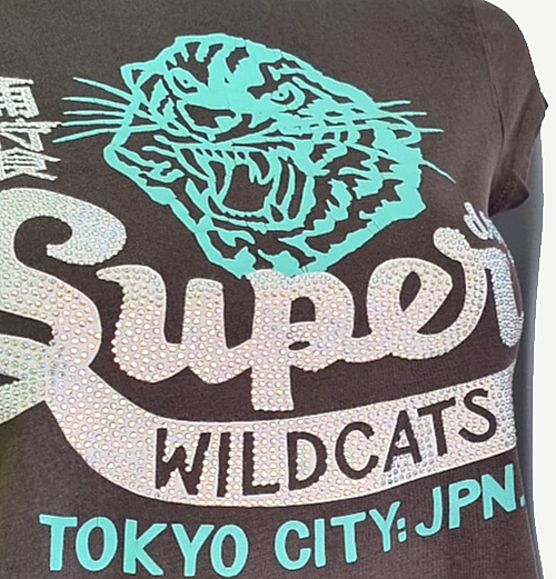 Superdry vintage Wildcats Shirt short Strass Gr.XL/40