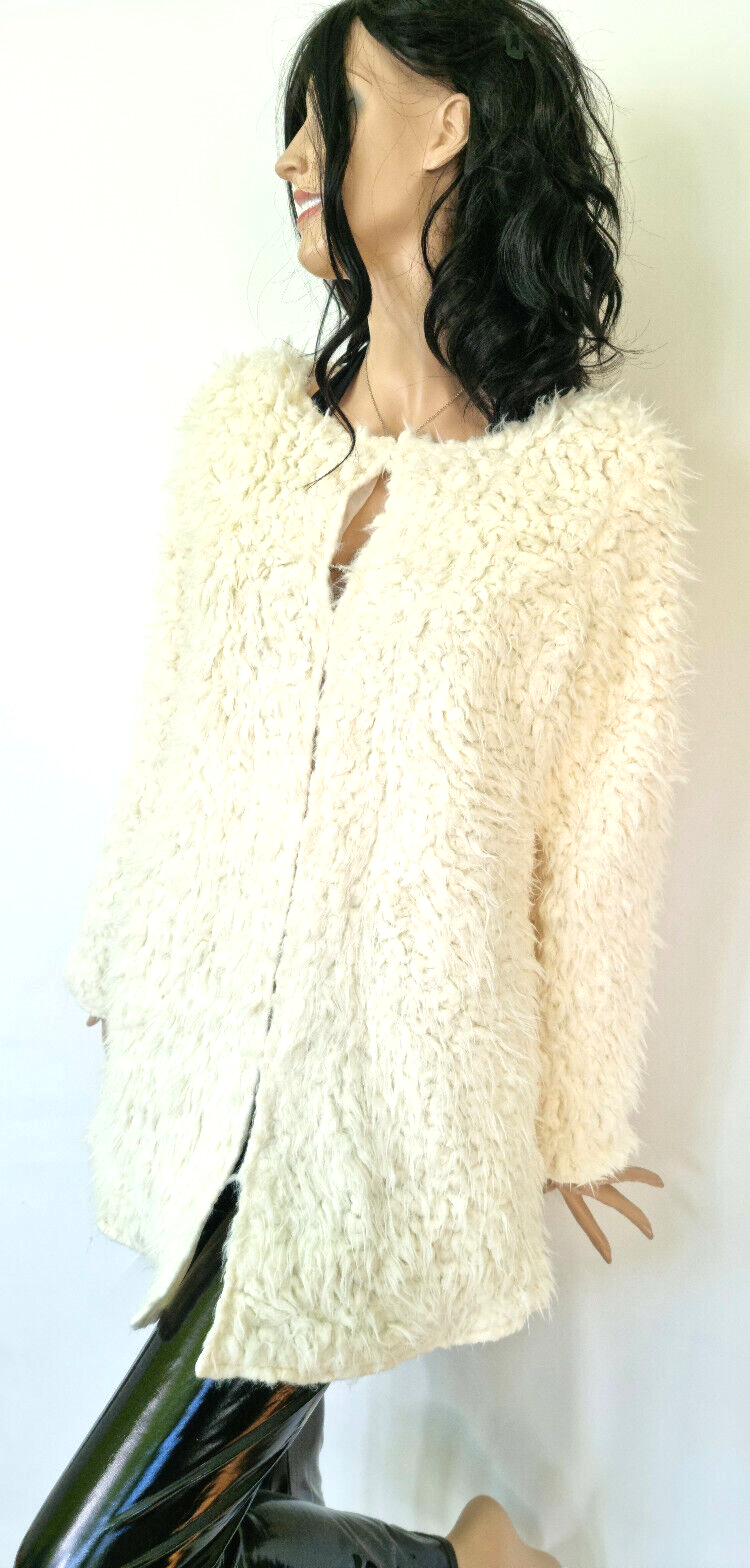 Flauschmantel Soft Übergangsjacke cremeweiss Gr.34-36