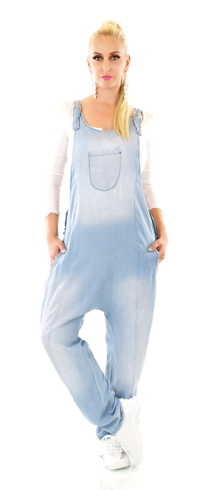 NEW COLLECTION ITALY Sommeroverall JUMPSUIT JEANSLOOK Strandoverall Gr.34-38