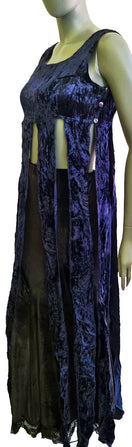 Zeige Bild Samt Longtop Zipfel Überkleid SCHWARZ Pixie Gothic Boho Gr.36/38 3