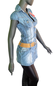 Clandjones Jeanskleid Minikleid mit Gürtel Gr.36